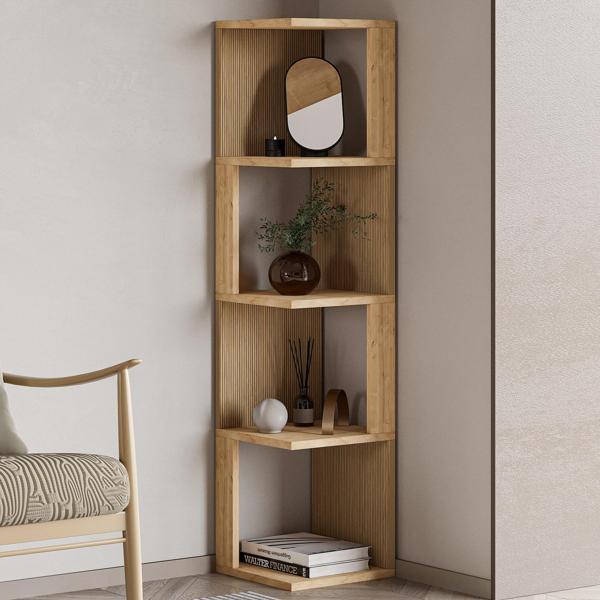 Herry Köşe Kitaplık – Dekoratif Raf Ünitesi, Modern Kütüphane - Image 1