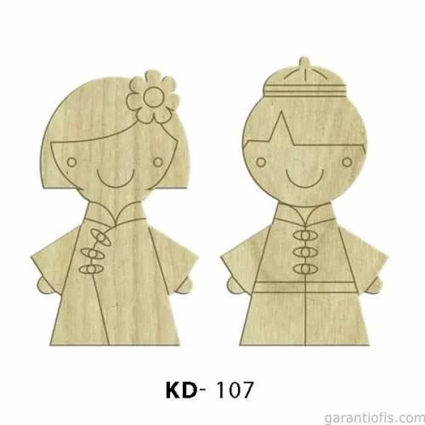 Hobi-Art KD 107 - Erkek ve Kadın Çifti Dekoratif Mini Figür Ahşap Süs Objeler - Image 1