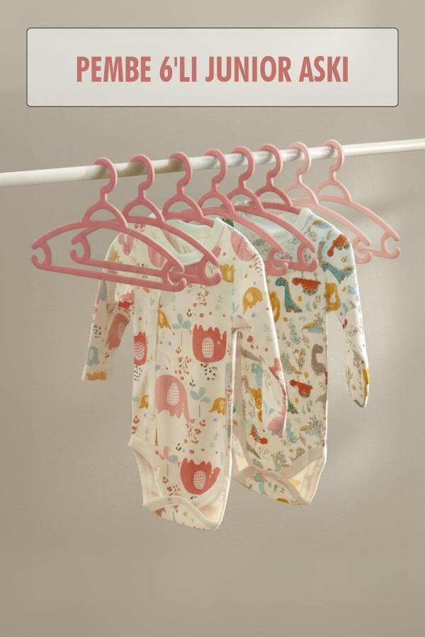 6’lı Bebek Askısı & Bebek Gardırop Askısı Pembe Set - Image 1