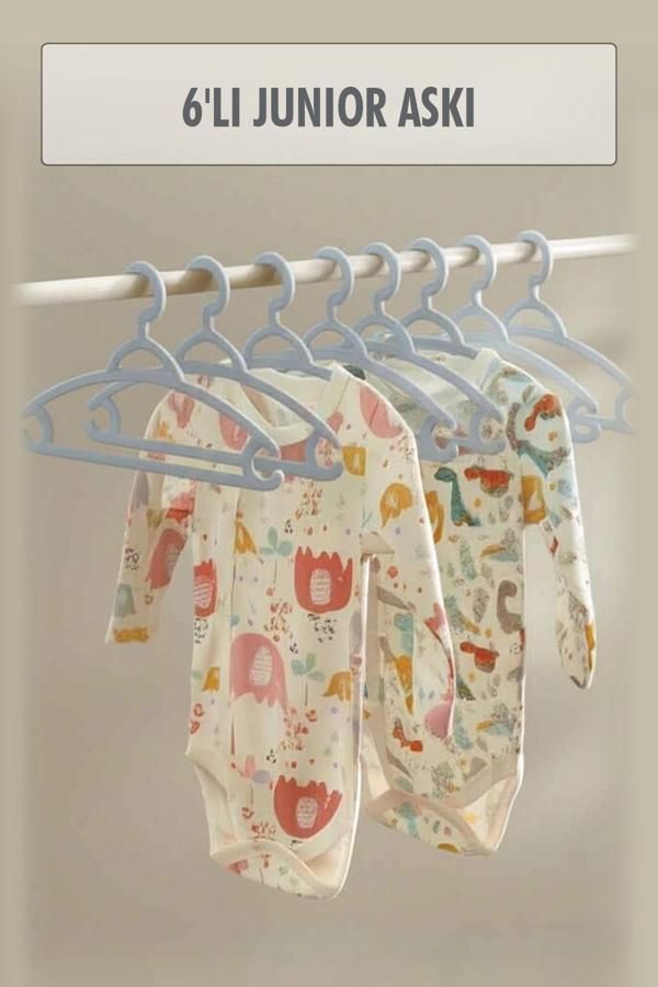 6’lı Bebek Askısı & Bebek Gardırop Askısı Gri Set - Image 1
