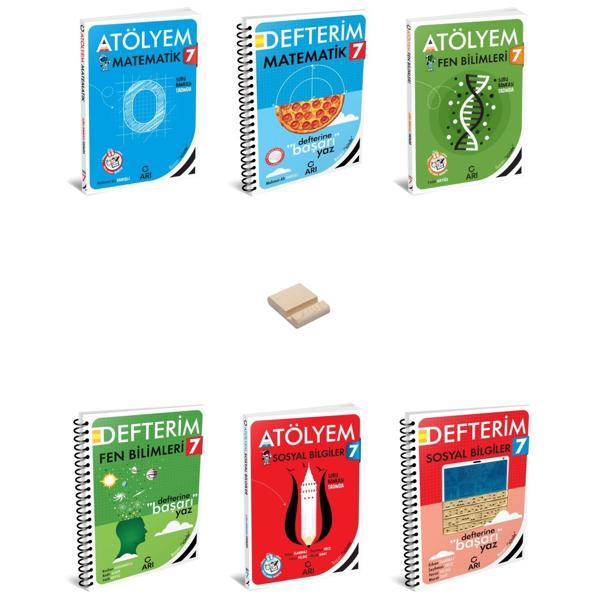 7. Sınıf Matematik Fen ve Sosyal Atölyem ve Defterim 6lı Set + Telefon Standı - Arı Yayıncılık - Image 1