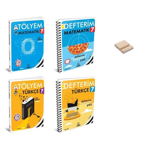 7. Sınıf Matematik ve Türkçe Atölyem ve Defterim 4lü Set + Telefon Standı - Arı Yayıncılık - Image 1