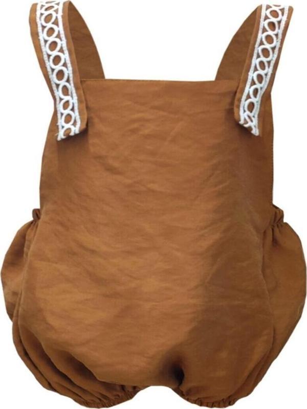 Shecco Babba Kız Bebek Dantel Detaylı Şort Tulum 3 Yaş Kahve - Image 1