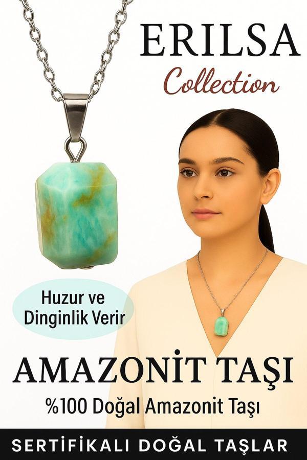 Sertifikalı Fasetli Amazonit Taşı Kolye – Huzur ve Dinginlik Veren Doğal Taş - Image 1