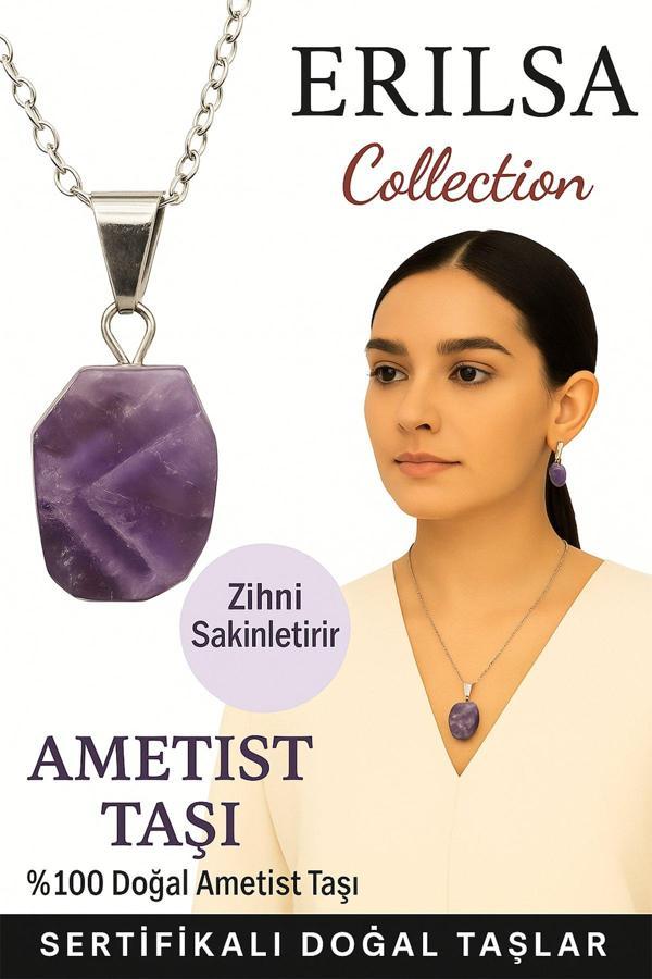 Sertifikalı Doğal Ametist Taşı Kolye – Zihni Sakinleştiren ve Enerji Dengeleyen - Image 1
