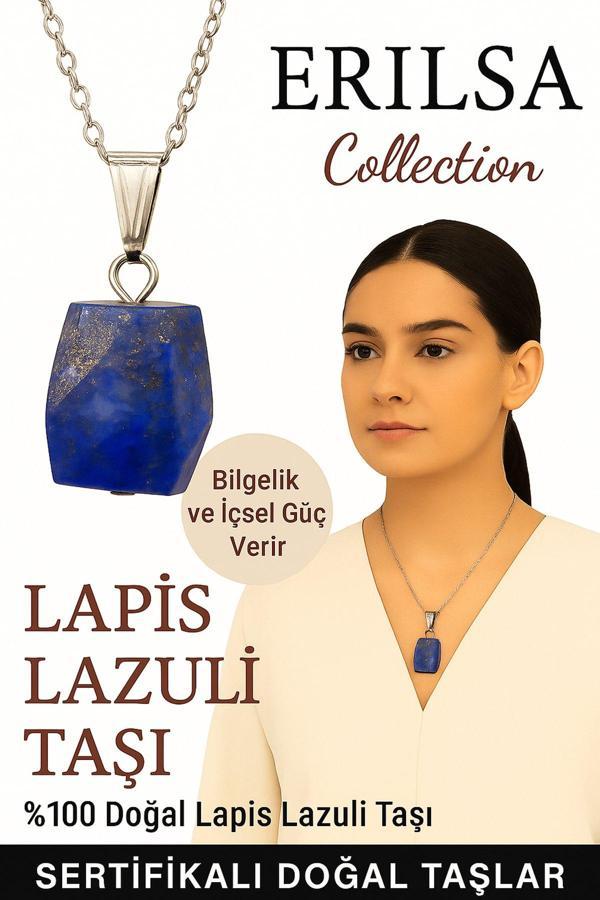 Sertifikalı Fasetli Lapis Lazuli Doğal Taş Kolye - Kadın Erkek İçsel Güç ve Bilgelik Taşı - Image 1