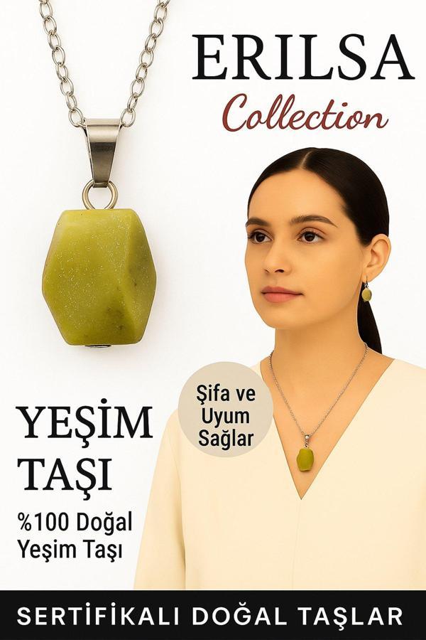 Sertifikalı Fasetli Yeşim Doğal Taş Kolye – Şifa Uyum Denge ve Pozitif Enerji Taşı - Image 1