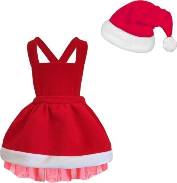 Shecco Babba Kız Çocuk Kırmızı Noel Elbise Noel Şapka Takım 5 Yaş Kırmızı - Image 1