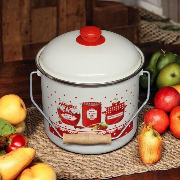 Alev Emaye Bakraç  Yoğurt Bağraç Bakliyat Kabı Seti 22 cm 6 litre - Image 1
