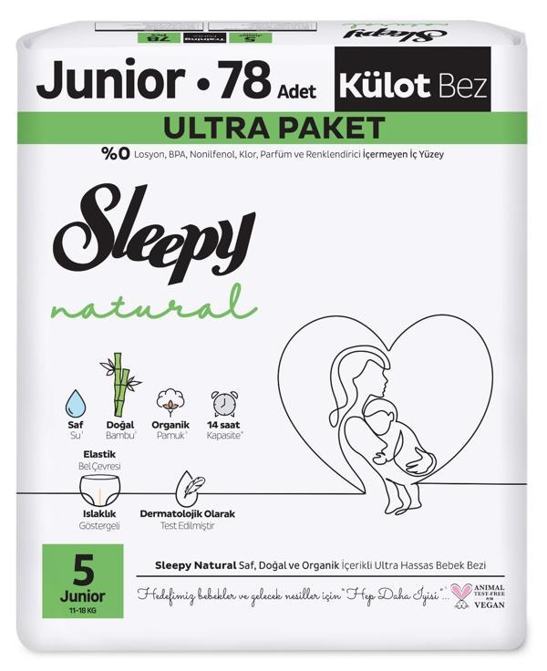 Sleepy Külot Bebek Bezi Natural Beden:5 (11-18KG) Junior 78 Adet Ultra Pk - Image 1