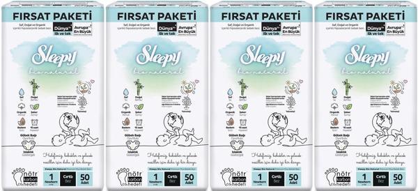 Sleepy Bebek Bezi Bio Natural Beden:1 (2-5KG) Yeni Doğan Newborn 200 Adet Avantaj Fırsat Pk - Image 1