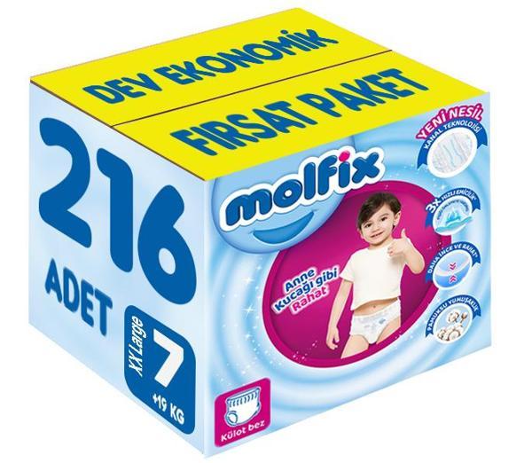 Molfix Külot Bebek Bezi Beden:7 (19+KG) XX Large 216 Adet Dev Ekonomik Fırsat Pk - Image 1