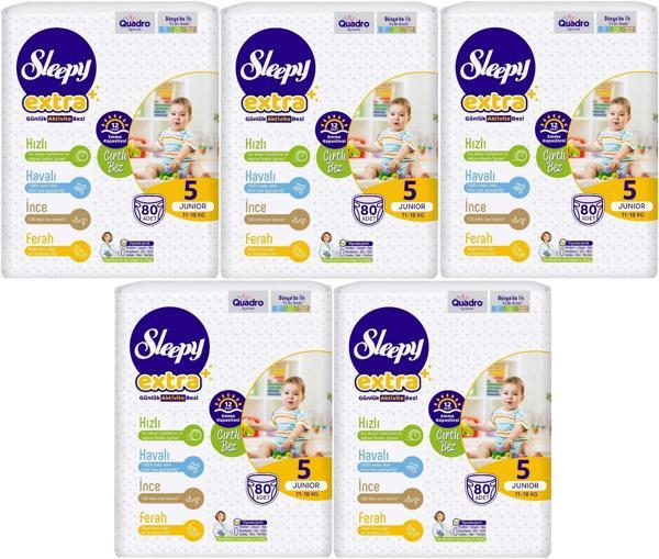 Sleepy Bebek Bezi Extra Beden:5 (11-18Kg) Junior 400 Adet Mega Ultra Pk (5PK*80) - Image 1