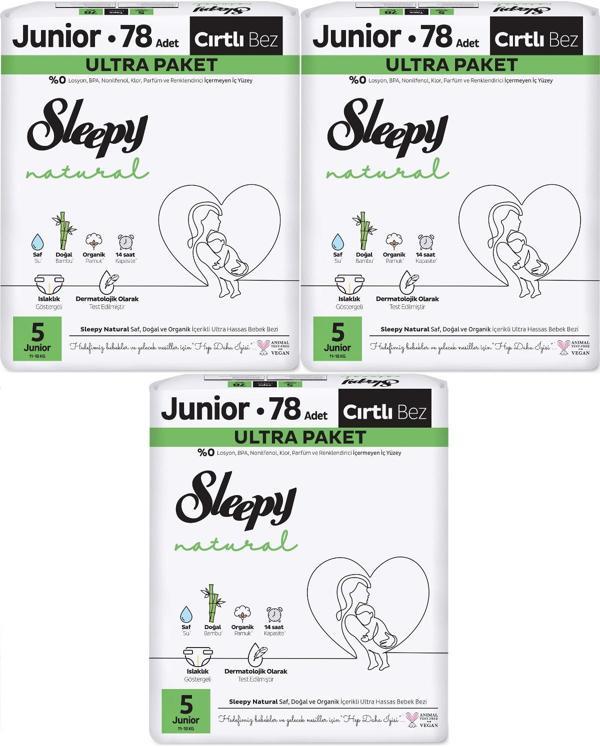 Sleepy Bebek Bezi Natural Beden:5 (11-18KG) Junior 234 Adet Aylık Ultra Pk - Image 1