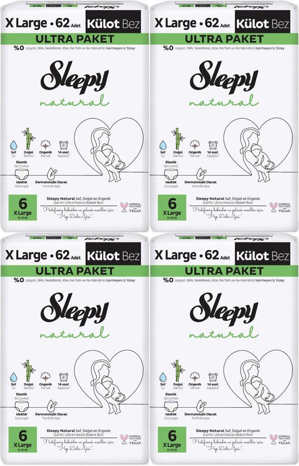 Sleepy Külot Bebek Bezi Natural Beden:6 (15-25KG) Extra Large 248 Adet Avantaj Ultra Pk - Image 1