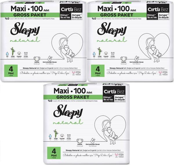 Sleepy Bebek Bezi Natural Beden:4 (7-14KG) Maxi 300 Adet Aylık Ultra Pk - Image 1