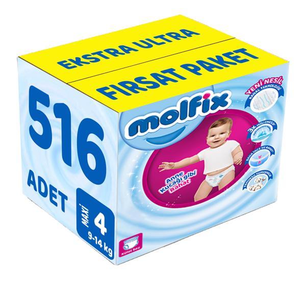 Molfix Külot Bebek Bezi Beden:4 (9-14Kg) Maxi 516 Adet Ekstra Ultra Fırsat Pk - Image 1