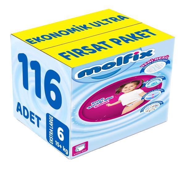 Molfix Külot Bebek Bezi Beden:6 (15+Kg) Extra Large 116 Adet Ekonomik Ultra Fırsat Pk - Image 1