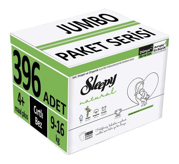 Sleepy Bebek Bezi Natural Beden:4+ (9-16Kg) Maxi Plus 396 Adet Ultra Fırsat Pk (9PK*44) - Image 1