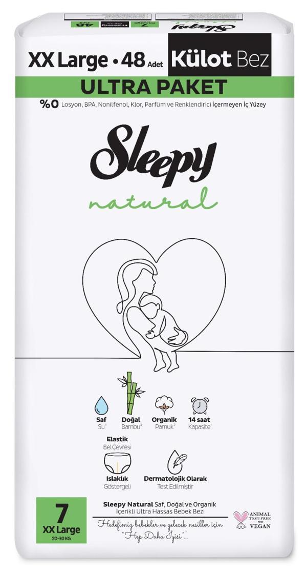 Sleepy Külot Bebek Bezi Natural Beden:7 (20-30KG) XX Large 48 Adet Ultra Pk - Image 1