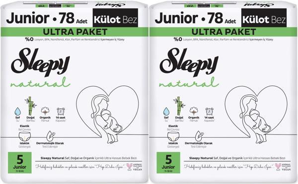 Sleepy Külot Bebek Bezi Natural Beden:5 (11-18KG) Junior 156 Adet Ekonomik Ultra Pk - Image 1