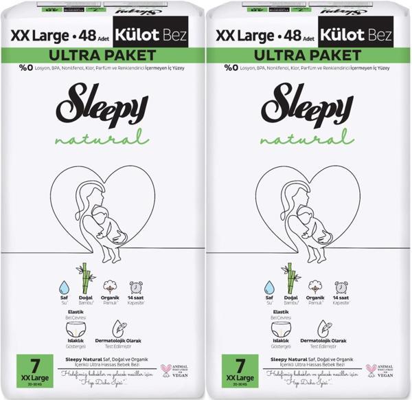 Sleepy Külot Bebek Bezi Natural Beden:7 (20-30KG) XX Large 96 Adet Ekonomik Ultra Pk - Image 1