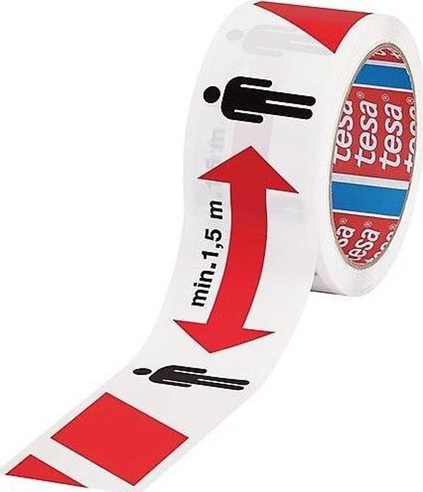 Tesa 58263 Sosyal Mesafe ve Yer İşaretleme İkaz Bandı 50mmx50mt - Image 1