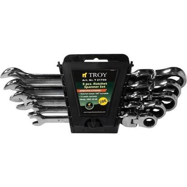 Troy T21700 Mafsallı Cırcırlı Kombine Anahtar Seti 5 Parça - Image 1