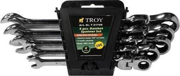Troy T21700 Mafsallı Cırcırlı Kombine Anahtar Seti 5 Parça - Image 1