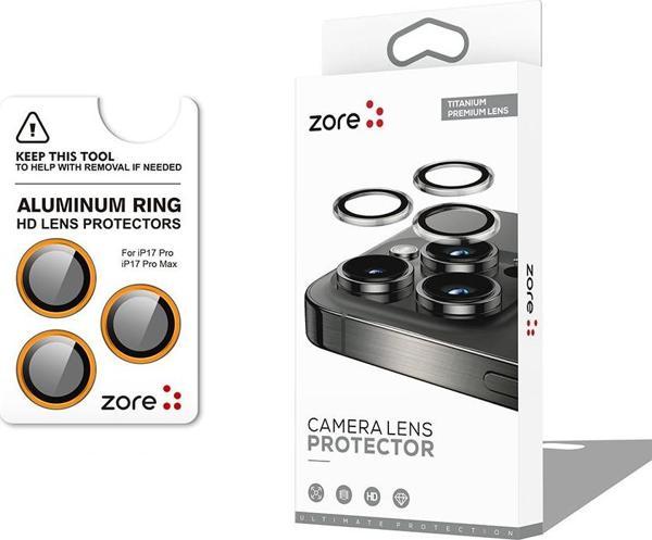 iPhone 17 Pro Max Kamera Lens Koruyucu CL-12 Premium Safir Parmak İzi Bırakmayan Anti-Reflective Turuncu - Image 1