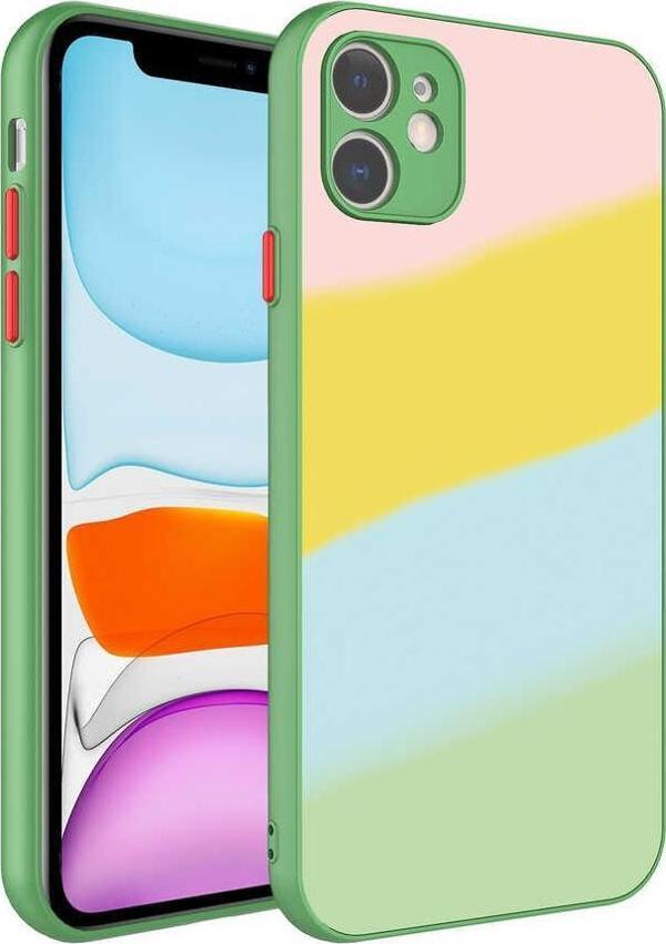iPhone 11 Kılıf Kamera Korumalı Renkli Temperli X-Cam Kılıf NO10 - Image 1