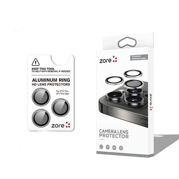 iPhone 17 Pro Max Kamera Lens Koruyucu CL-12 Premium Safir Parmak İzi Bırakmayan Anti-Reflective Titanyum-Gri - Image 1