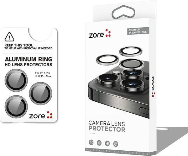 iPhone 17 Pro Max Kamera Lens Koruyucu CL-12 Premium Safir Parmak İzi Bırakmayan Anti-Reflective Titanyum-Gri - Image 1