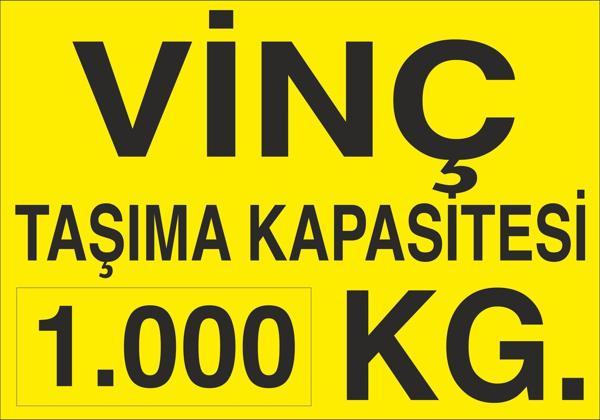 Technopa Vinç Kapasite 1 Ton Uyarı Levhası - Image 1