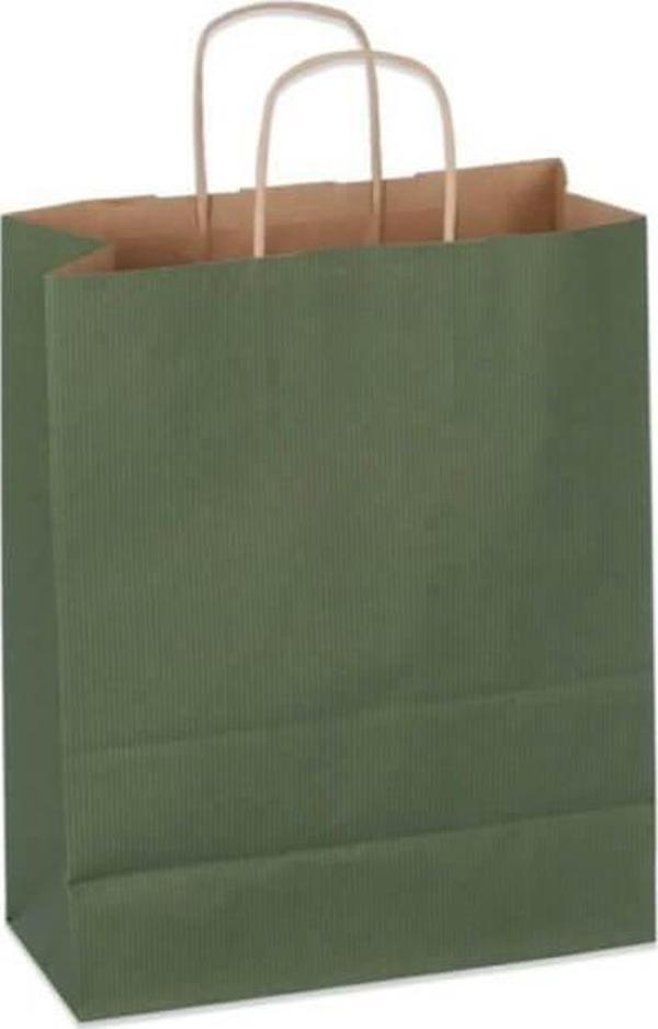 Umur Karton Hediye Çantası 9X18X23Cm Esmer Yeşil 70 Gram 30011221 (25 Li Paket) - Image 1
