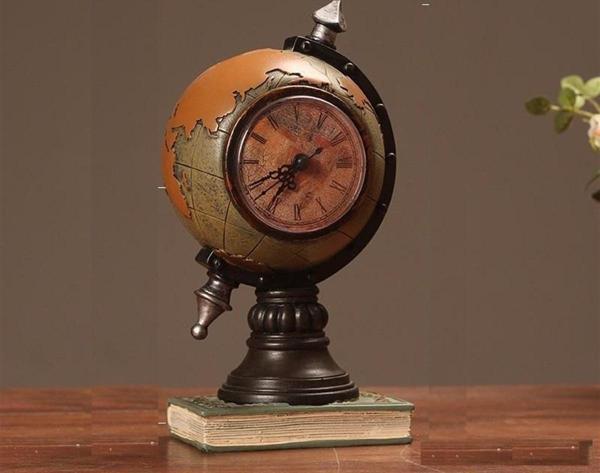 Dünya Küre Masa Saati  Dekoratif Biblo m1765 - Image 1