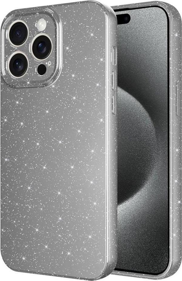 Musal iPhone 15 Pro Max Kılıf Kamera Korumalı Simli Parıltılı Lüks Silikon - Image 1