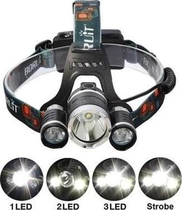 T6 Kafa Feneri 5000 Lumens 3xcree Xm-t6+2r5 Lamba Led Kamp Lambası - Image 1