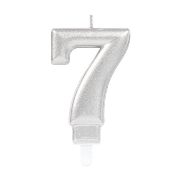 7 Rakam Mum Gümüş Renk - Image 1