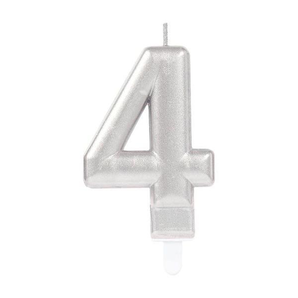 4 Rakam Mum Gümüş Renk - Image 1