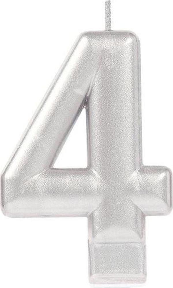 4 Rakam Mum Gümüş Renk - Image 1