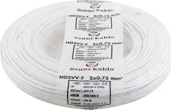 Öznur Kablo Marka 100 Metre 2 X 0,75 Ttr Çok Telli %100 Bakır Kablo Gfcsale 210035 - Image 1