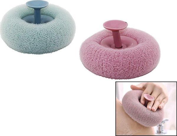DUŞ MASAJ SÜNGERİ RENKLİ - BANYO LİFİ MASAJ NOKTALARI GÖBEKLİ VANTUZ SAPLI (K246) - Image 1