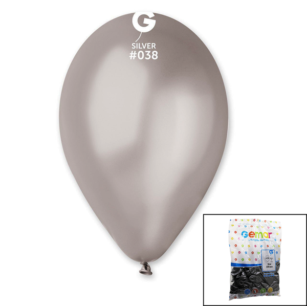 GM-110-38 METALİK - GÜMÜŞ BALON 11 apos; apos; - 28CM - 100 ADET (81) - Image 1