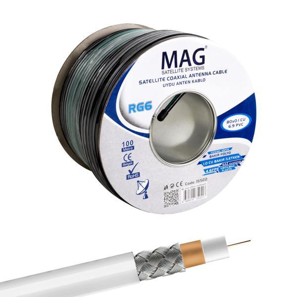 MAG RG6/U6 BAKIR CU/CU 80 TEL YEŞİL ANTEN KABLOSU (100 METRE) (81) - Image 1