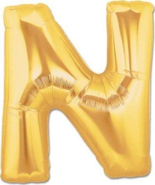 N Harf Folyo Balon Altın Renk  40 inç - Image 1