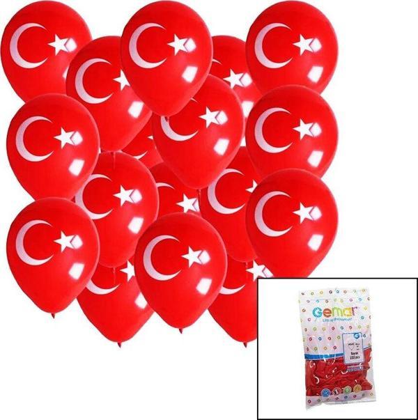 BAYRAKLI BALON  10 İNÇ - 26CM - 100PCS (K246) - Image 1