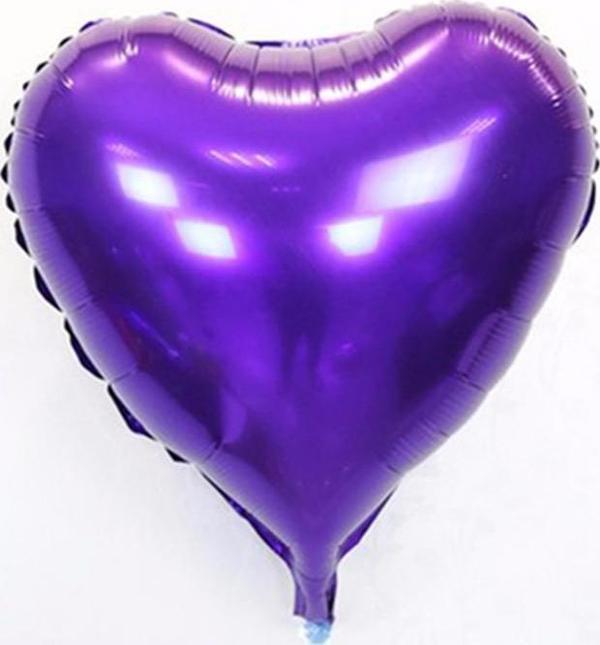 Kalp Balon Folyo Mor 45 cm 18 inç - Image 1