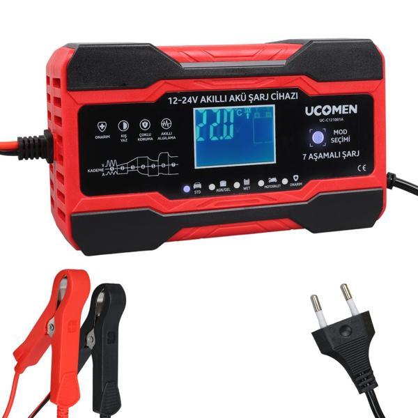 KIRMIZI 12/24 VOLT 10 AMPER LED GÖSTERGELİ AKÜ ŞARJ CİHAZI UC-C121001A (K246) - Image 1