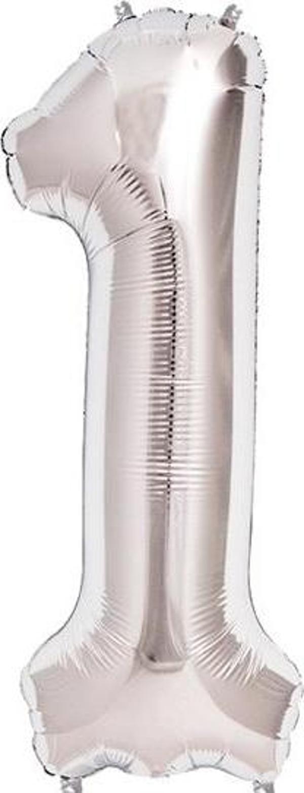 1 Rakam Folyo Balon Gümüş  40 inç (K246) - Image 1